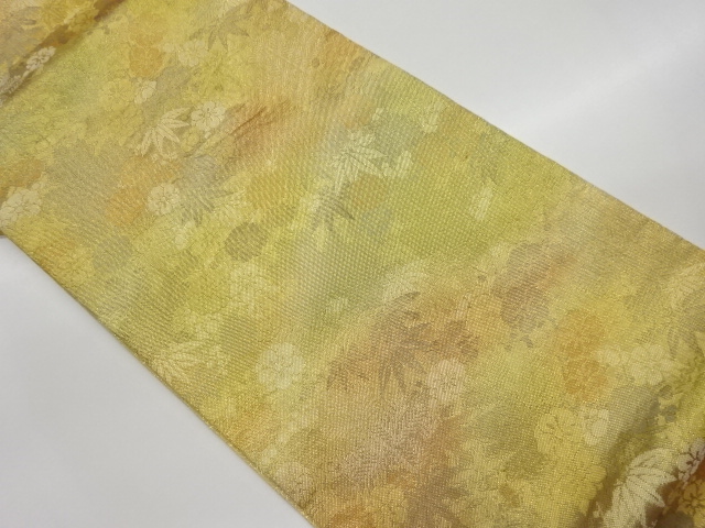 七彩佐賀錦草花に葉模様織出し袋帯